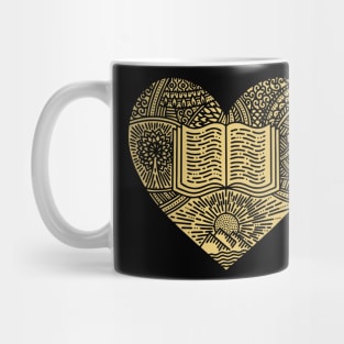 A hand-drawn heart, the Bible, the journey from creation to redemption Mug